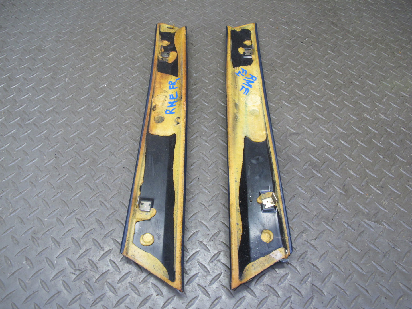 82-85 Mercedes W123 300D Left & Right Interior A Pillar Trim Cover Blue Set OEM