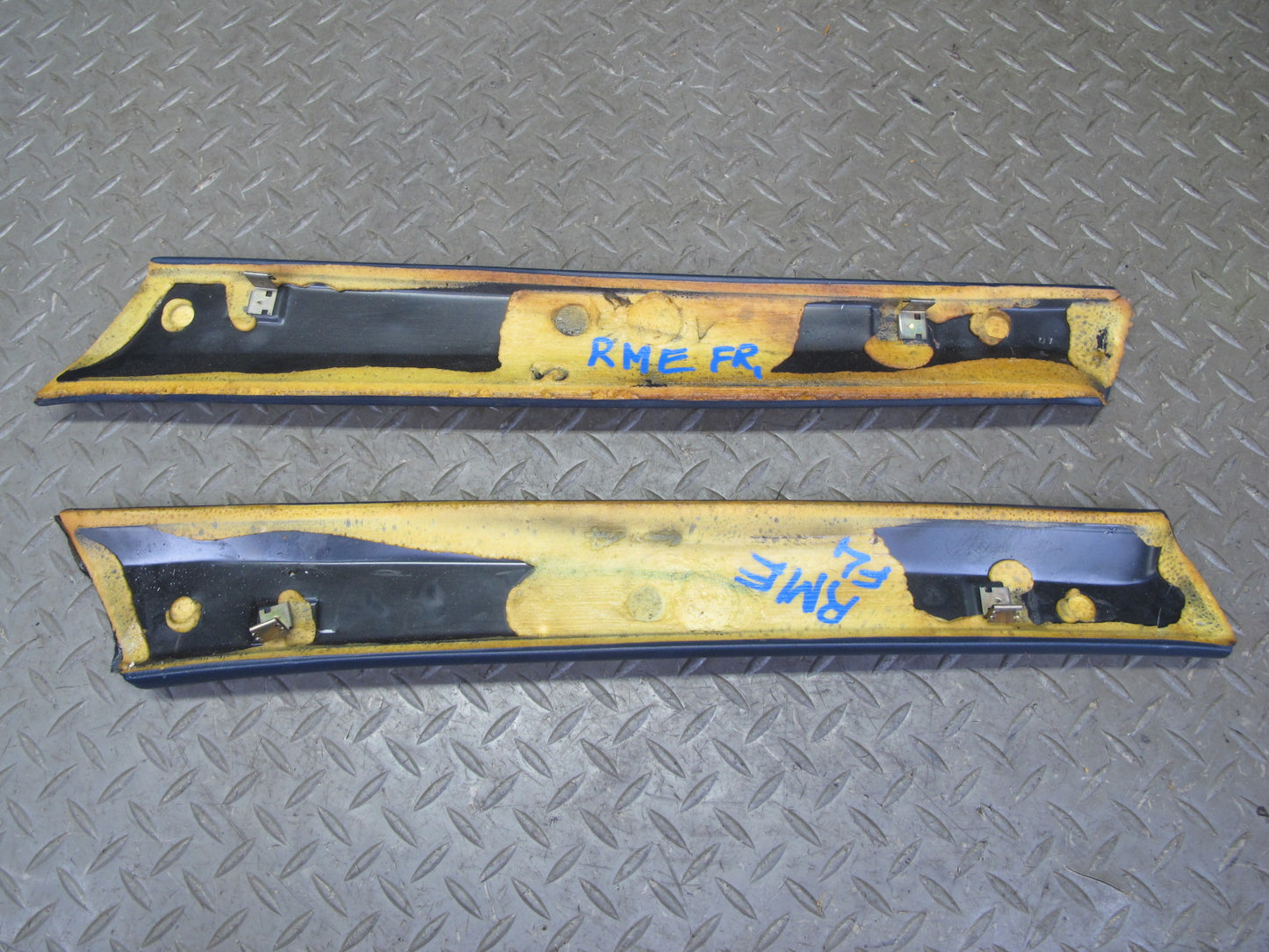 82-85 Mercedes W123 300D Left & Right Interior A Pillar Trim Cover Blue Set OEM