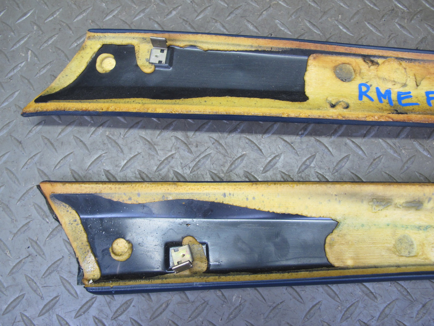 82-85 Mercedes W123 300D Left & Right Interior A Pillar Trim Cover Blue Set OEM