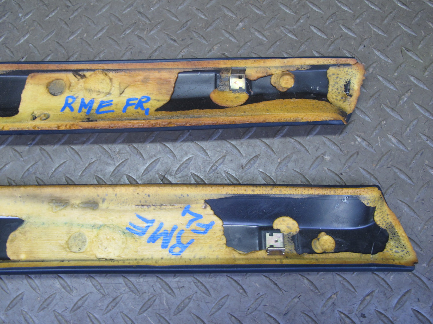 82-85 Mercedes W123 300D Left & Right Interior A Pillar Trim Cover Blue Set OEM