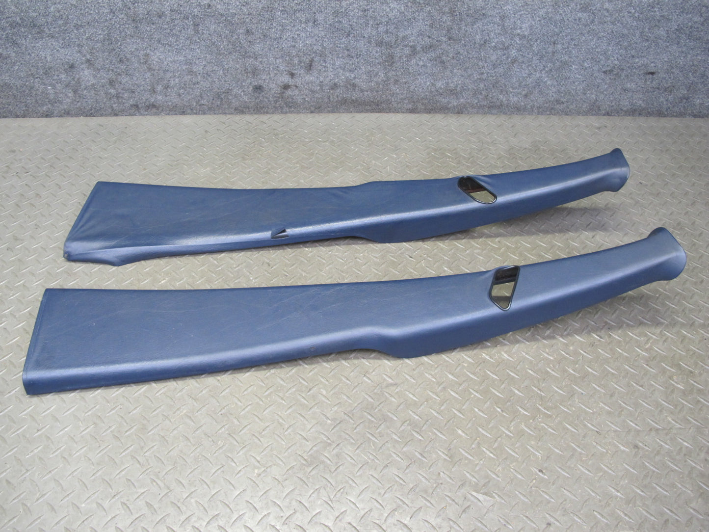 82-85 Mercedes W123 Sedan Left & Right B Pillar Upper Trim Panel Blue Set OEM