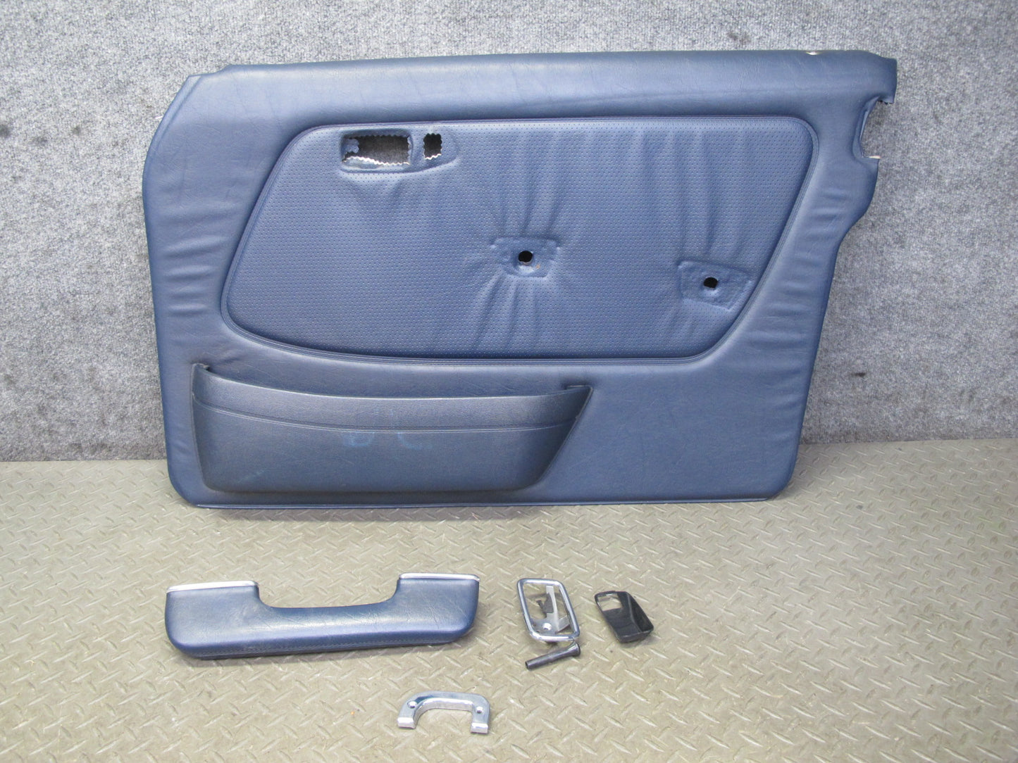 82-85 Mercedes W123 300D Sedan Front L & R Door Interior Trim Cover Blue Set OEM