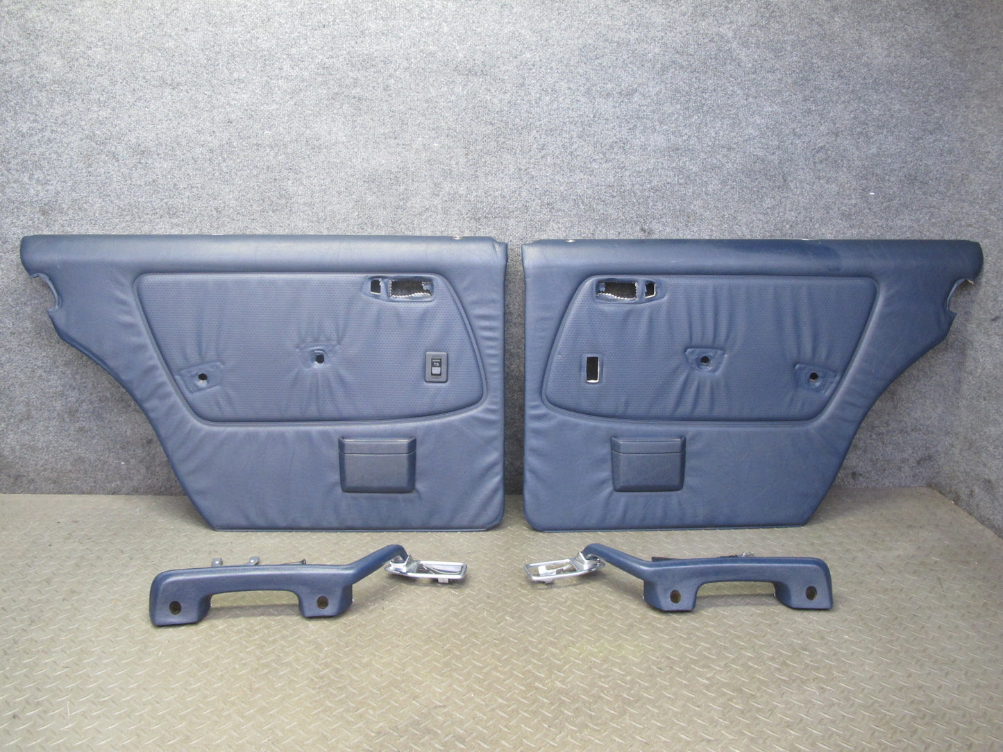 82-85 Mercedes W123 300D Sedan Set of 2 Rear Door Interior Trim Cover Blue OEM