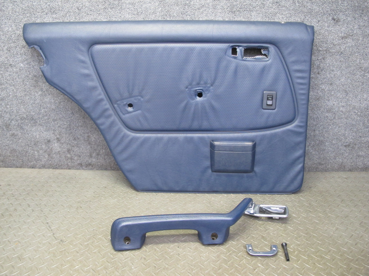82-85 Mercedes W123 300D Sedan Set of 2 Rear Door Interior Trim Cover Blue OEM