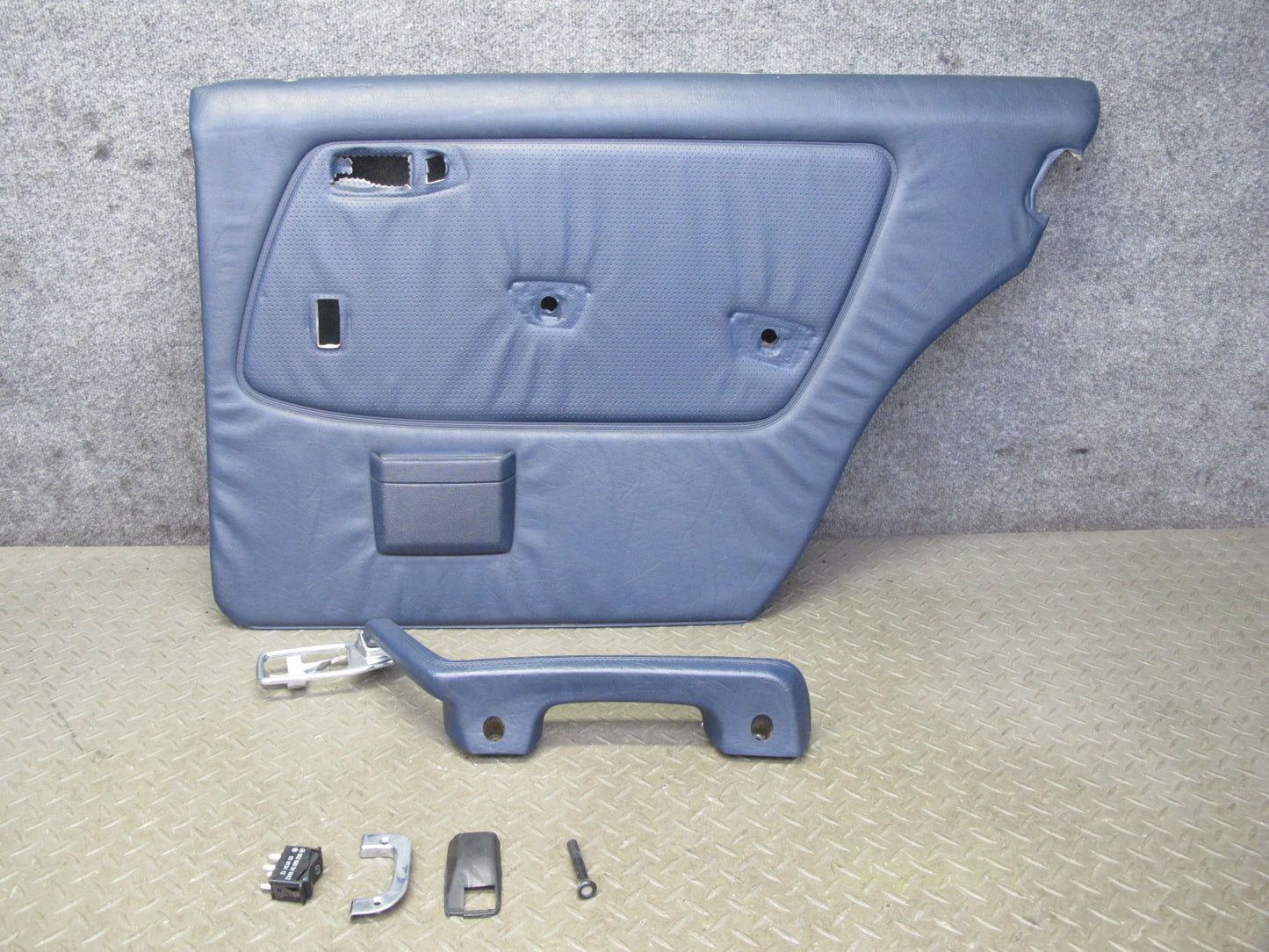 82-85 Mercedes W123 300D Sedan Set of 2 Rear Door Interior Trim Cover Blue OEM