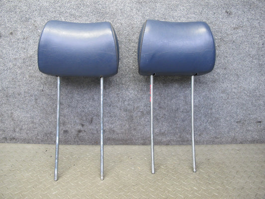 82-85 Mercedes W123 300D Front Left & Right Seat Leather Headrest Blue Set OEM