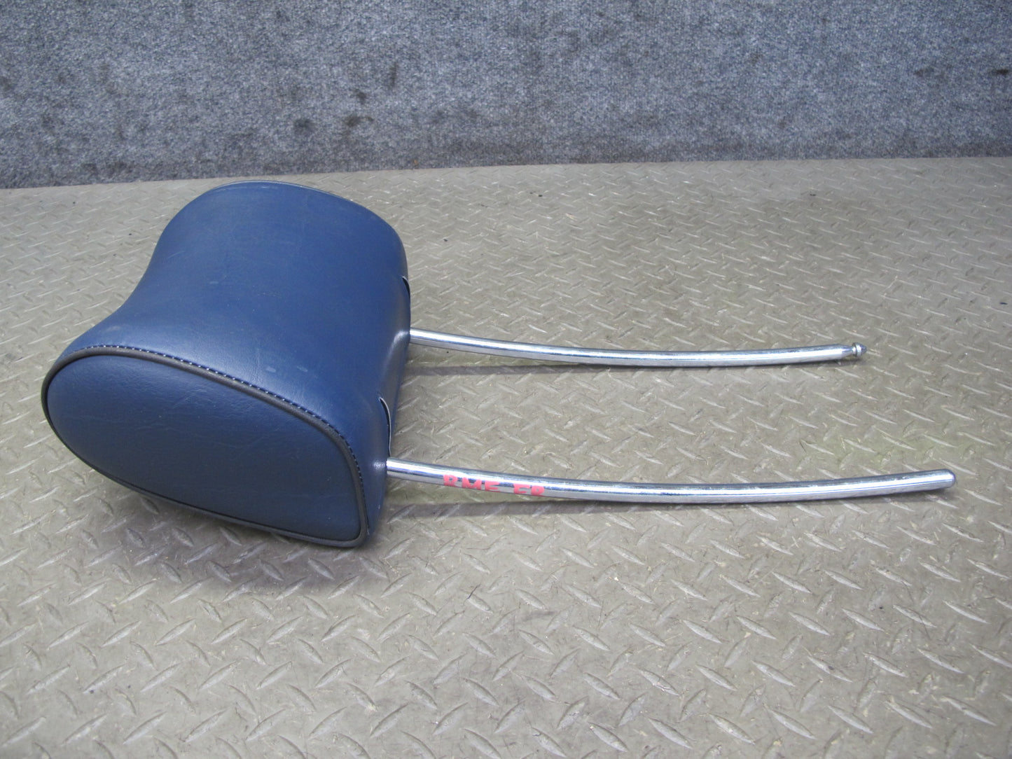 82-85 Mercedes W123 300D Front Left & Right Seat Leather Headrest Blue Set OEM