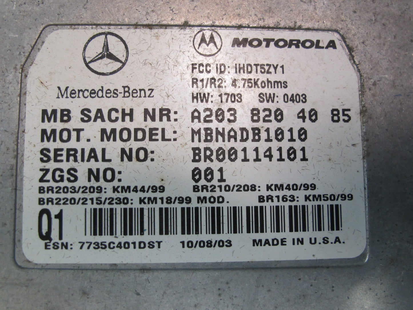 03-06 Mercedes R230 Sl-class Voice Command Control Module 2038204085 OEM