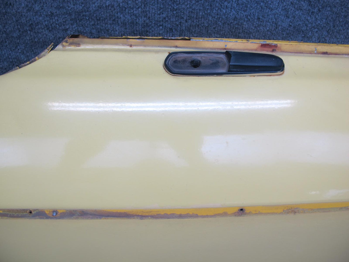 77-78 Datsun S30 280Z 2+2 Left Door Shell Panel w Guides Yellow OEM