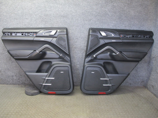 11-18 Porsche Cayenne 958 Rear Left Right Side Interior Door Panel W/ Shade Set