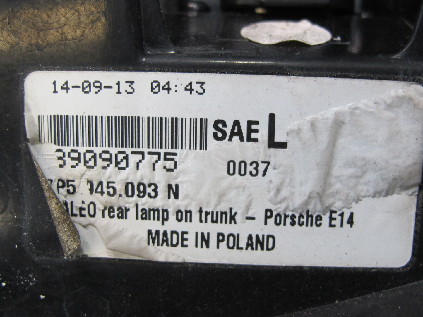 2011-2014 Porsche Cayenne 958 Rear Left Driver Side Inner Tail Light Lamp