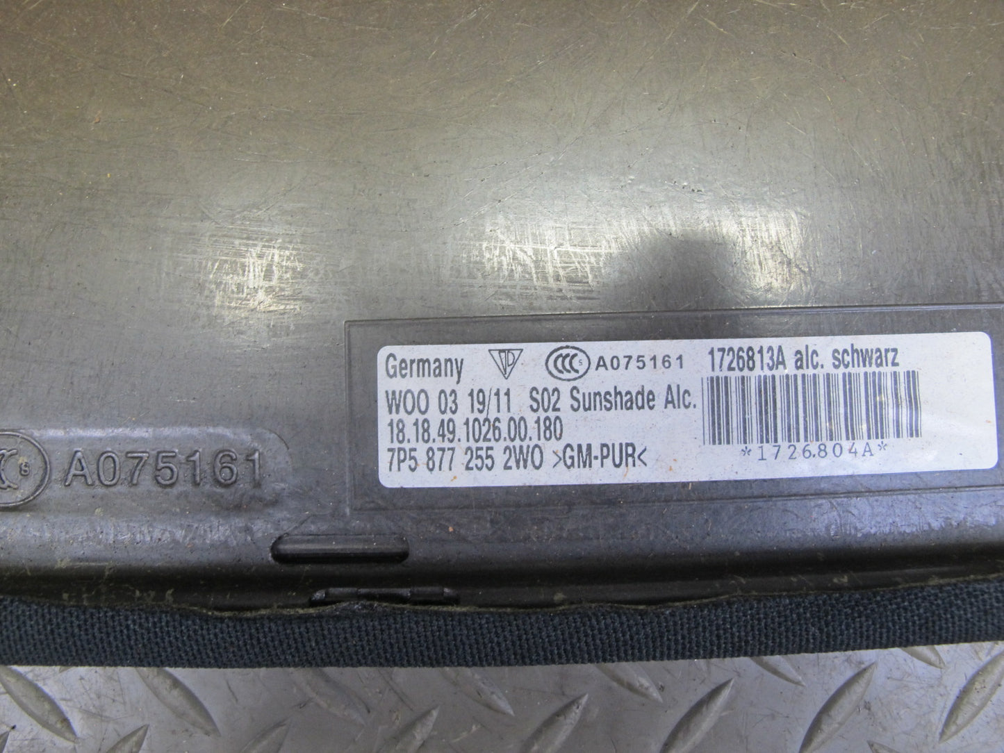 2011-2018 Porsche Cayenne 958 Interior Upper Sunroof Shade Cover 7P5877255