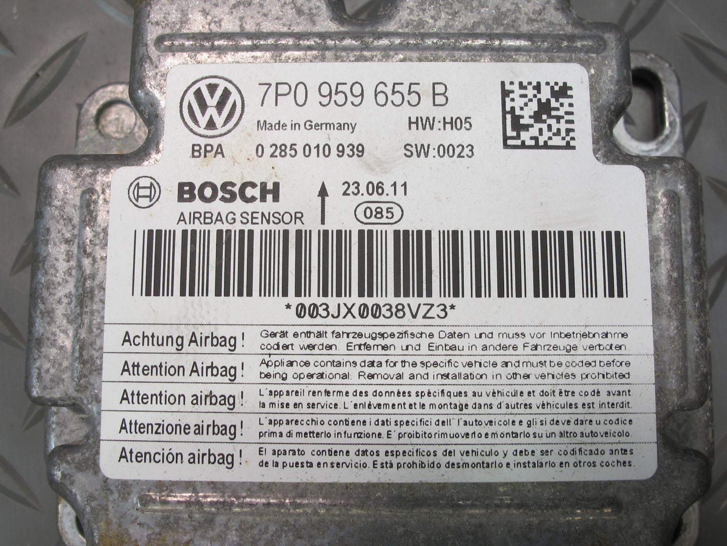 11-14 PORSCHE CAYENNE 958 SRS AIRBAG CONTROL MODULE UNIT 7P0959655B OEM