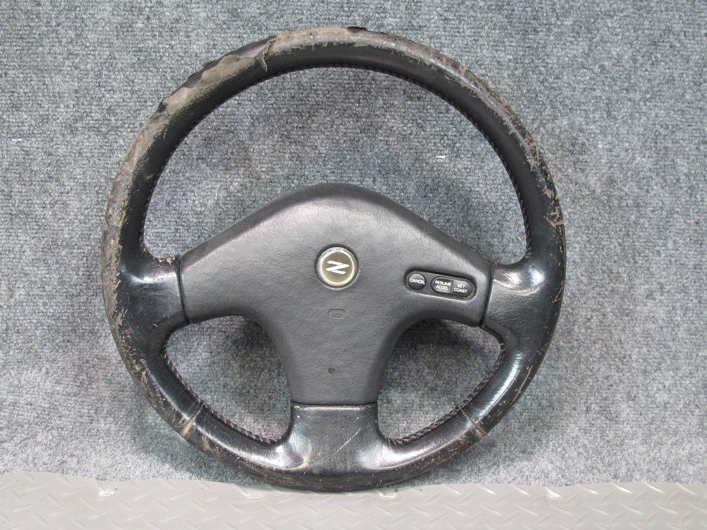 90-91 Nissan Z32 300ZX NON Turbo Leather Steering w Cruise Switch Black OEM