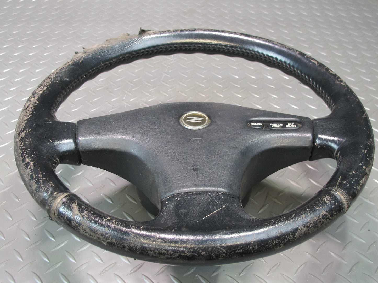 90-91 Nissan Z32 300ZX NON Turbo Leather Steering w Cruise Switch Black OEM