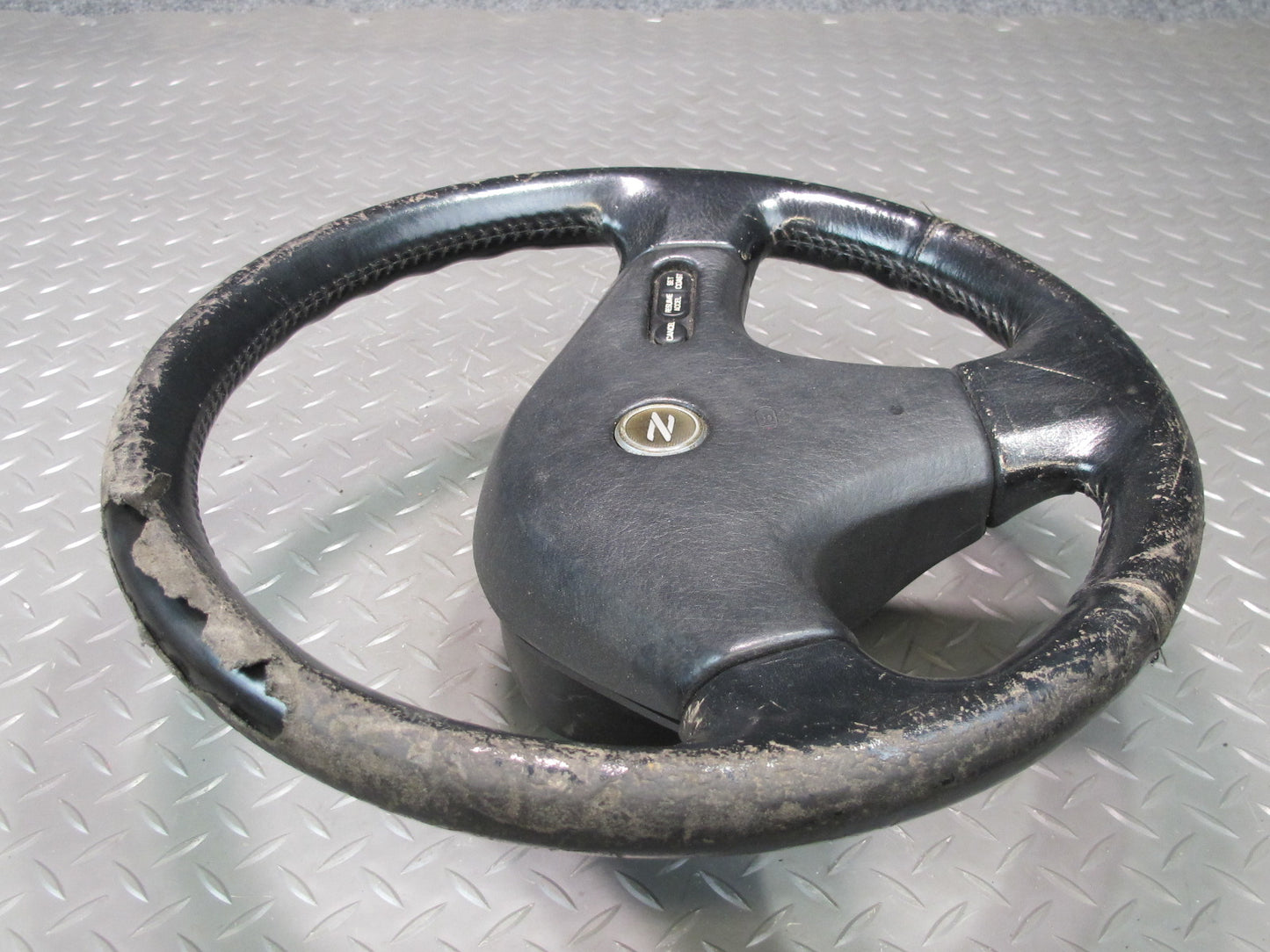 90-91 Nissan Z32 300ZX NON Turbo Leather Steering w Cruise Switch Black OEM