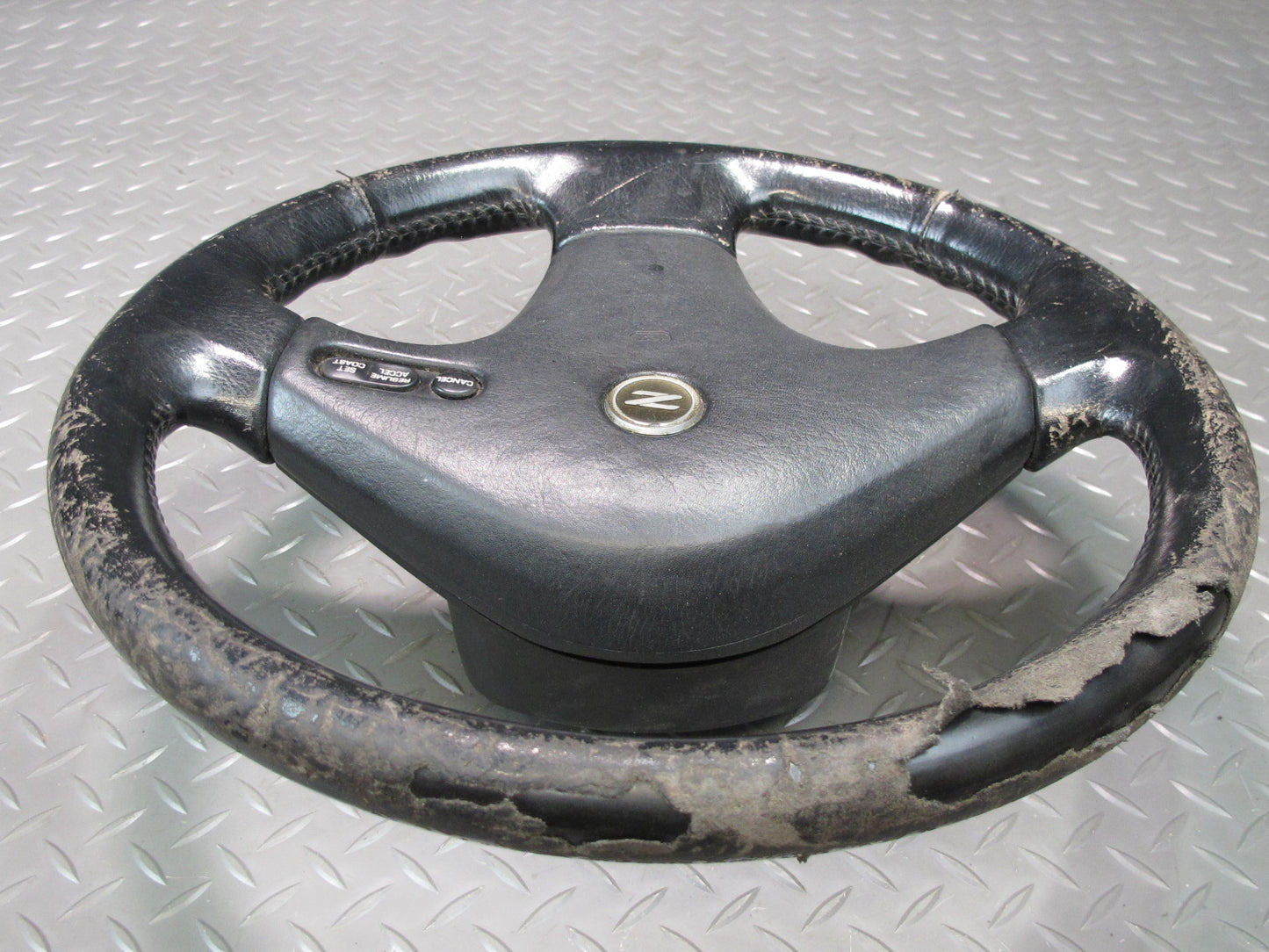 90-91 Nissan Z32 300ZX NON Turbo Leather Steering w Cruise Switch Black OEM