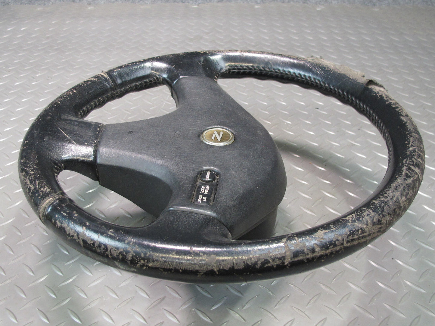 90-91 Nissan Z32 300ZX NON Turbo Leather Steering w Cruise Switch Black OEM