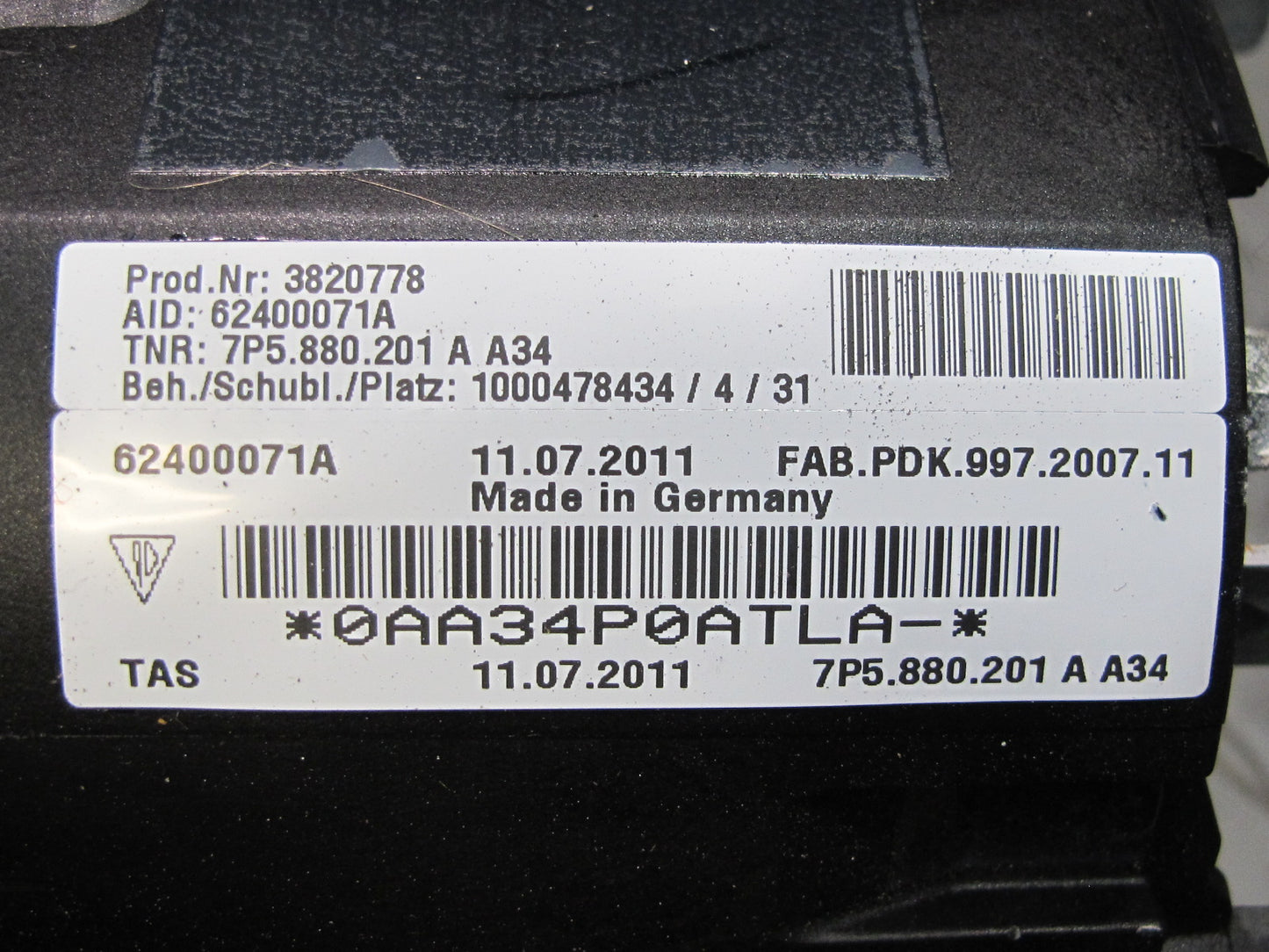 11-14 PORSCHE CAYENNE 958 FRONT LEFT DRIVER SIDE STEERING WHEEL SRS AIRBAG 7P5880201AA34 OEM