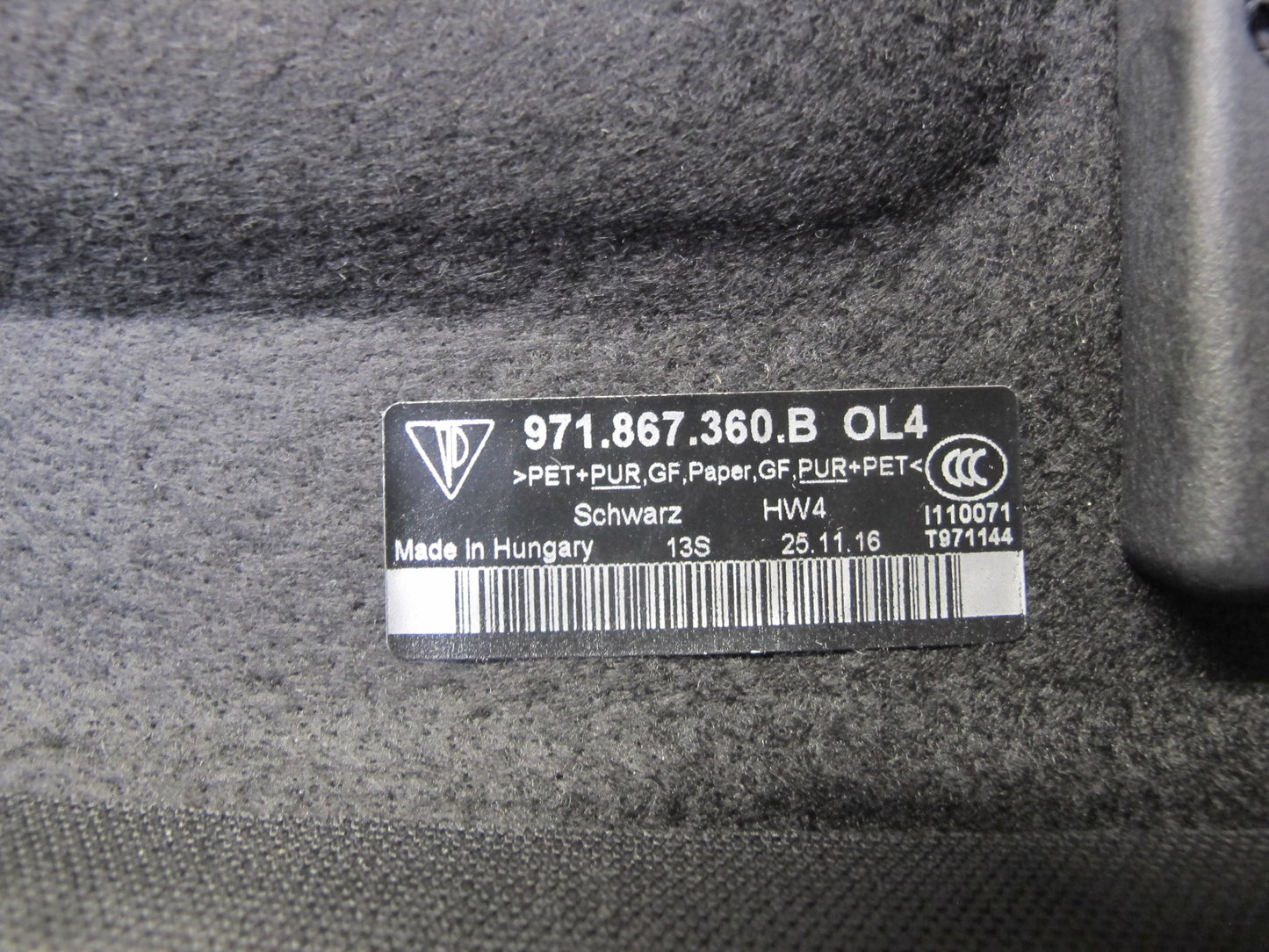 17-23 Porsche Panamera 971 Rear Tunk Luggage Compartment Shelf Cover 971867360B