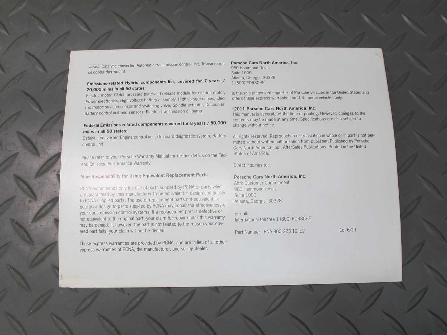 2012 Porsche Cayenne 958 Owners Operator Book Manual Guide Set W/ Case Set