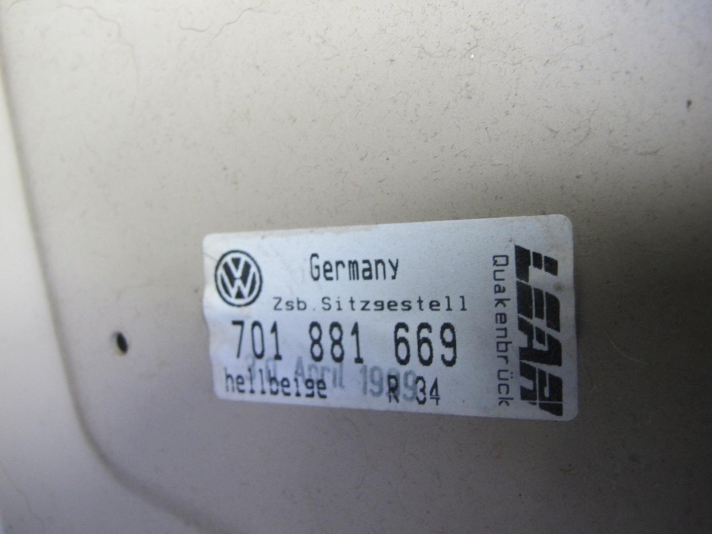 00-03 VW Eurovan T4 Front Left or Right Seat Frame Console 701881669 OEM