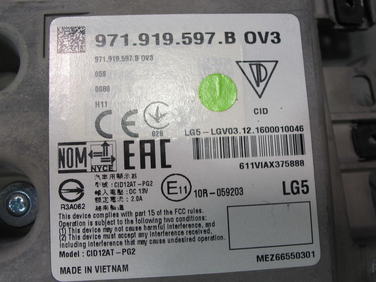 17-21 Porsche Panamera 971 Dash Navigation Information Screen Display 971919597B