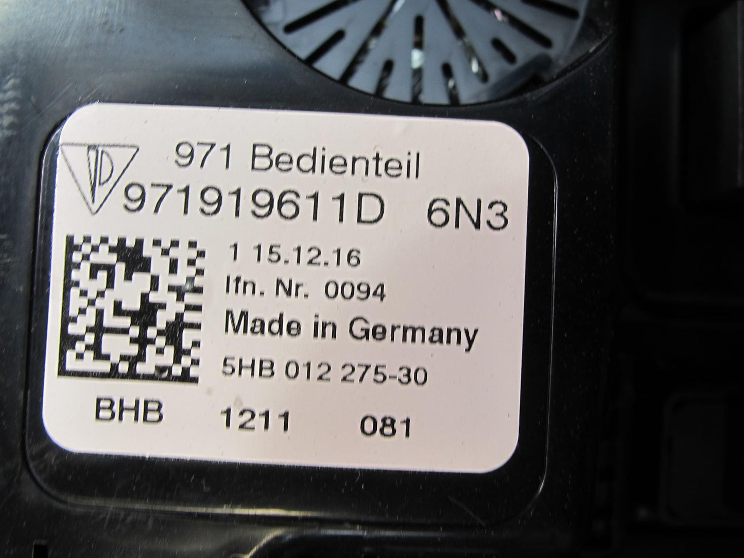 17-23 Porsche Panamera 971 A/C Heater Climate Control Switch Panel 971919611D