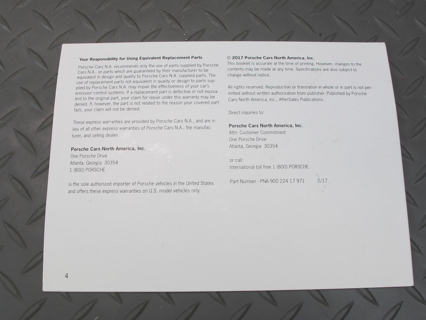 17-21 Porsche Panamera 971 User Owner Operator Guide Manual Book Set w Case