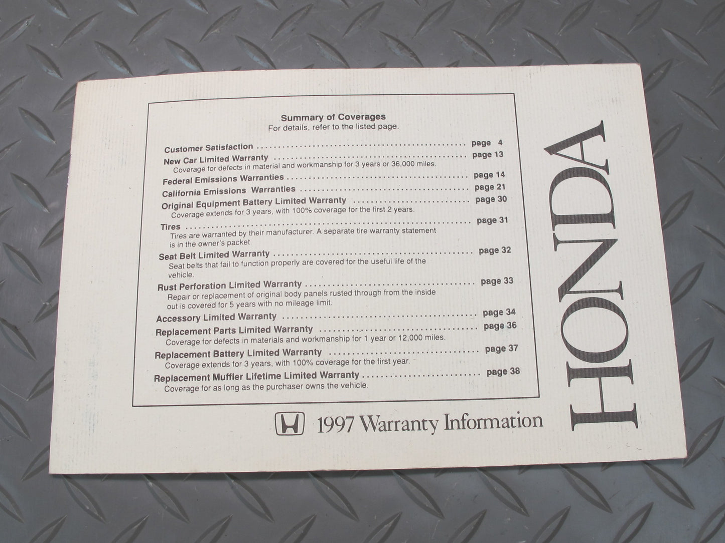 1997 Honda DEL SOL EH6 Owner User Operator Guide Manual Book Set OEM