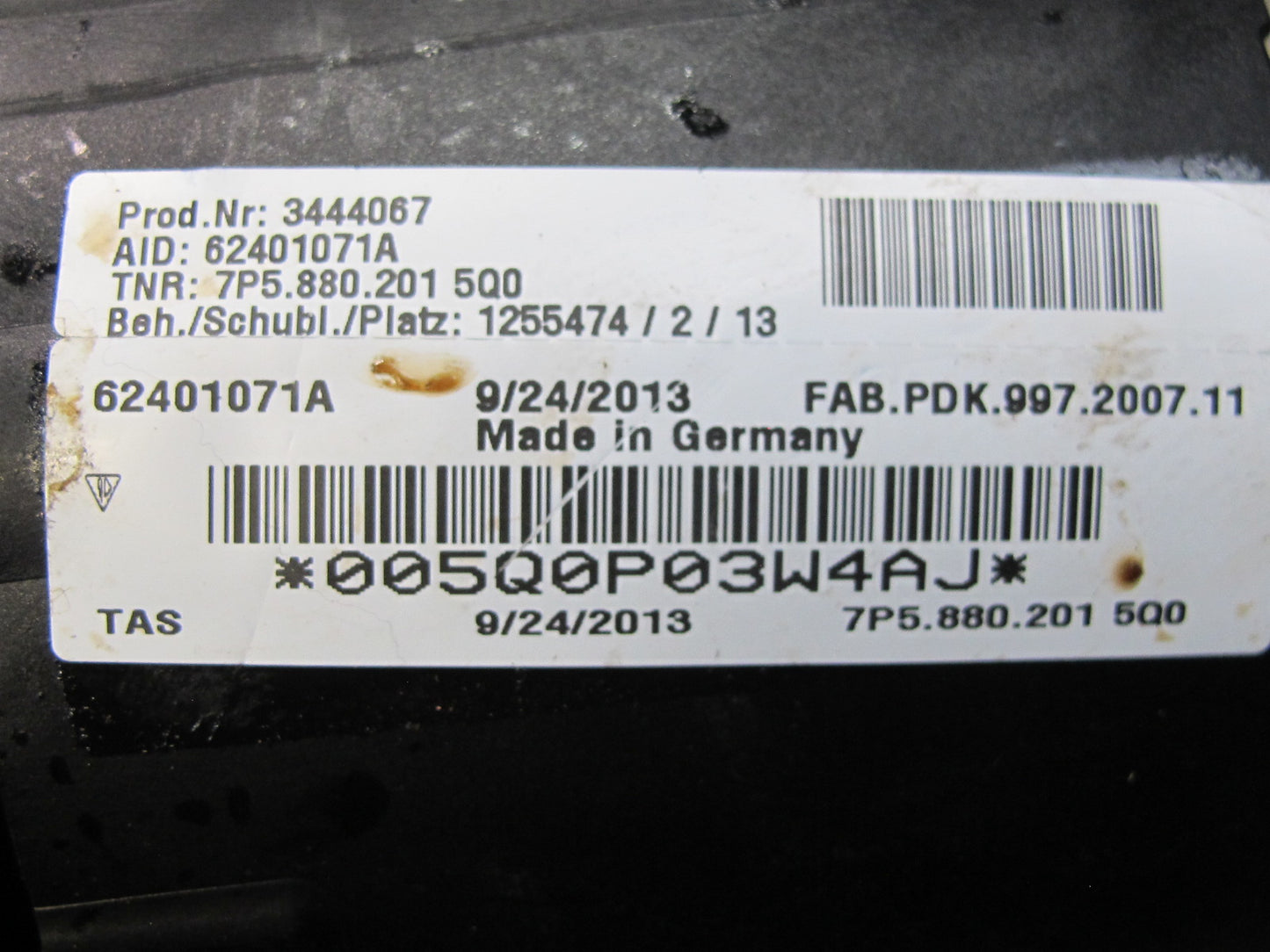 11-14 PORSCHE CAYENNE 958 FRONT LEFT DRIVER SIDE STEERING WHEEL SRS AIRBAG OEM