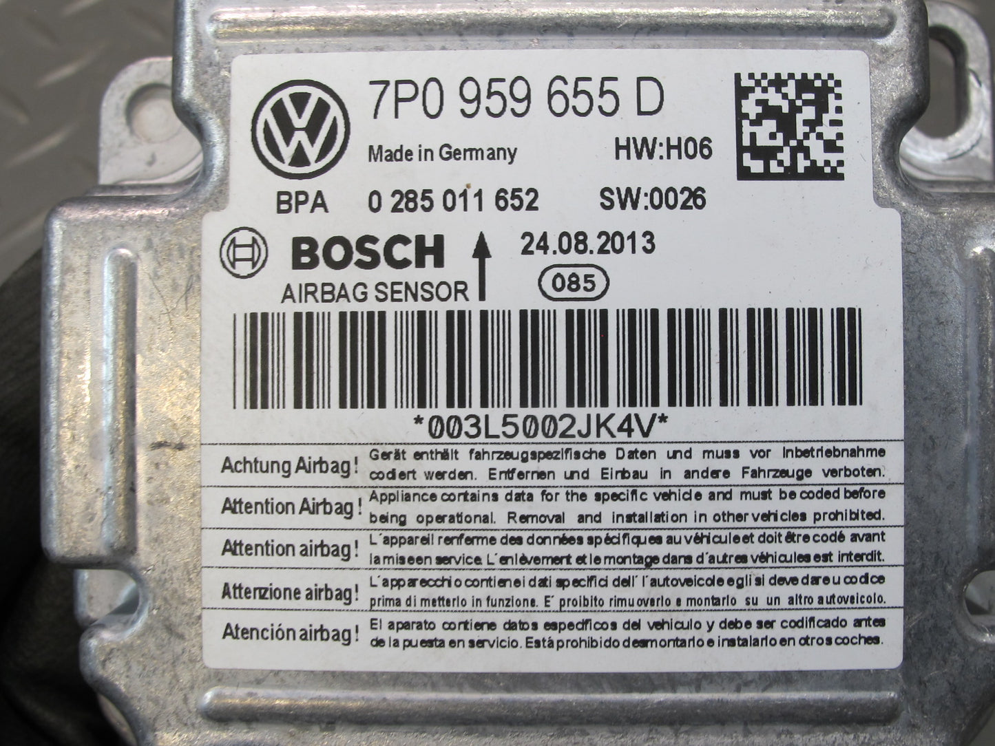 11-14 PORSCHE CAYENNE 958 SRS AIRBAG CONTROL MODULE UNIT 7P0959655D OEM