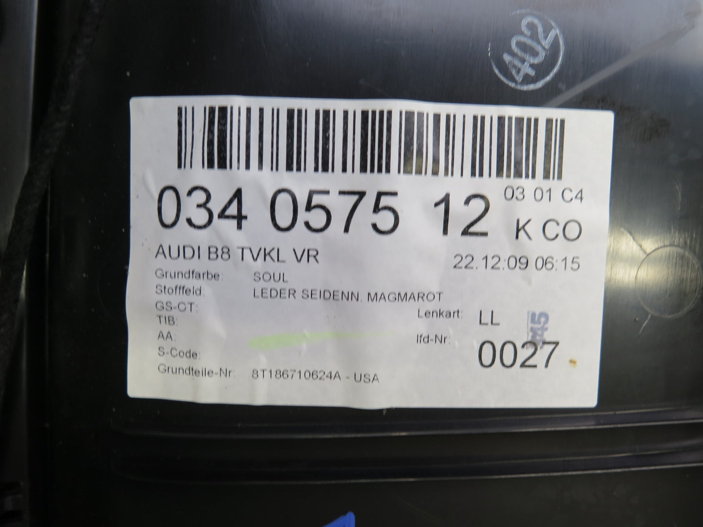 08-11 Audi A5 S5 Coupe Front Right & Left Side Door Interior Trim Panel Set OEM