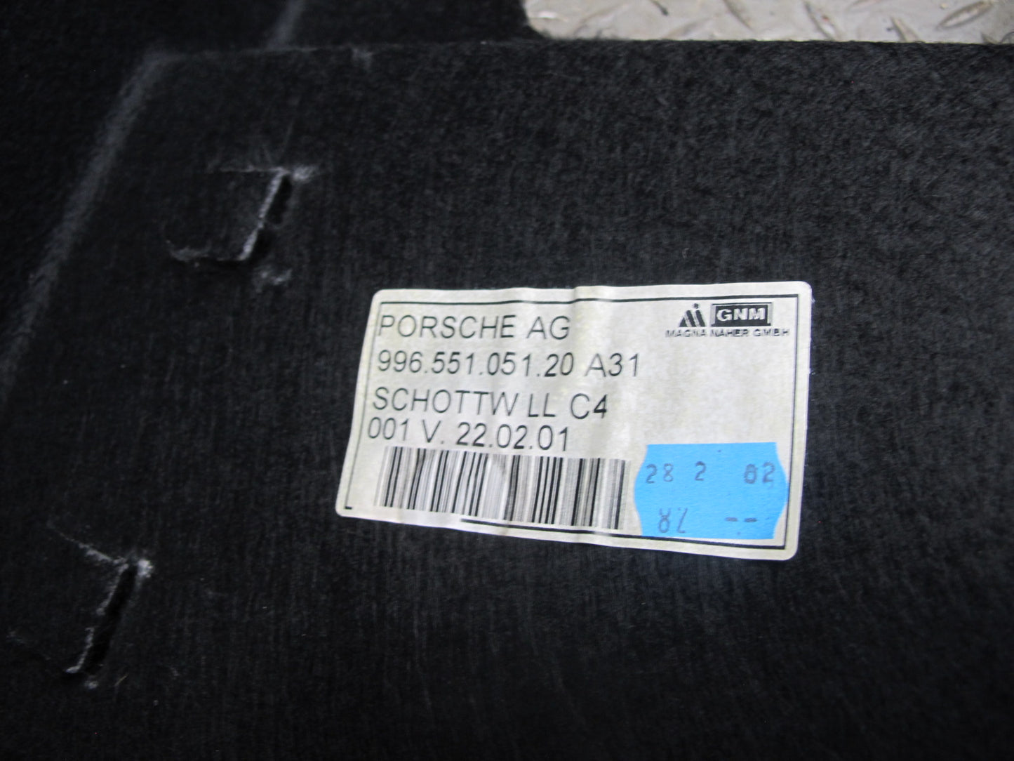 2001-2005 Porsche 911 Carrera 996 AWD Front Trunk Carpet Liner Trim Panel Set