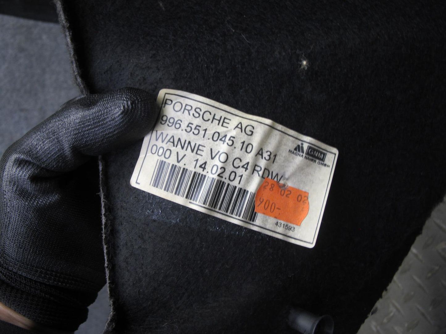 2001-2005 Porsche 911 Carrera 996 AWD Front Trunk Carpet Liner Trim Panel Set