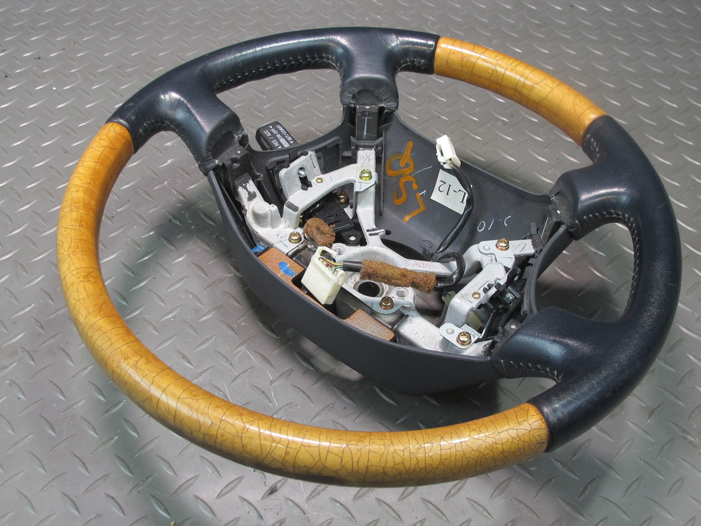 98-00 Lexus UCF20L LS400 Leather Wood Steering w Cruise Control Switch Black OEM