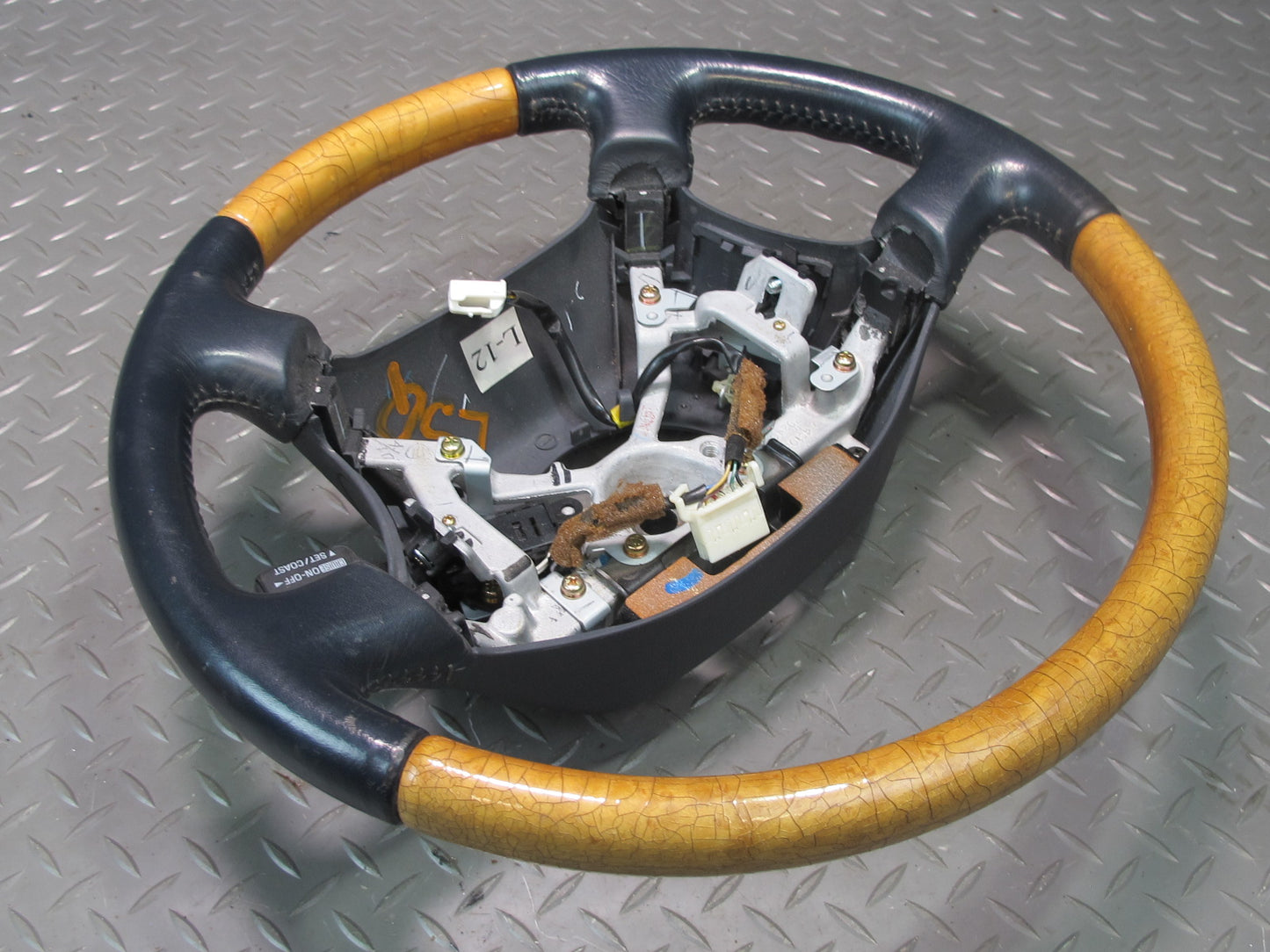 98-00 Lexus UCF20L LS400 Leather Wood Steering w Cruise Control Switch Black OEM