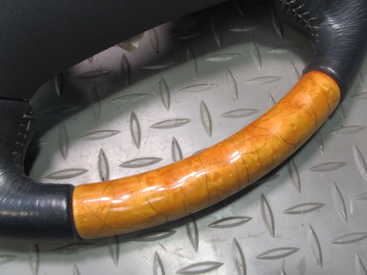 98-00 Lexus UCF20L LS400 Leather Wood Steering w Cruise Control Switch Black OEM