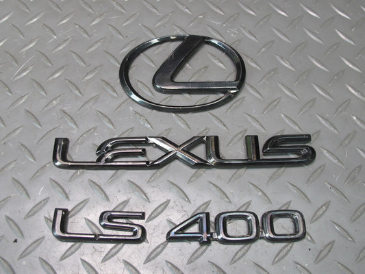 95-00 Lexus UCF20L LS400 Rear Trunk Lid Badge Emblem Logo Black Set OEM