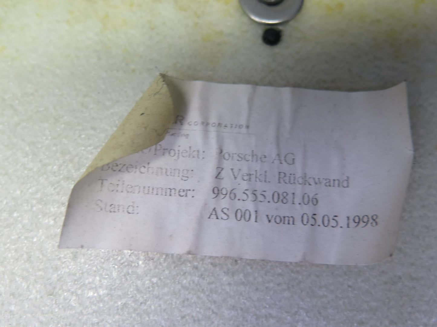 1999-2005 Porsche 911 996 Convertible Rear Deck Wall Carpet Trim 99655508106