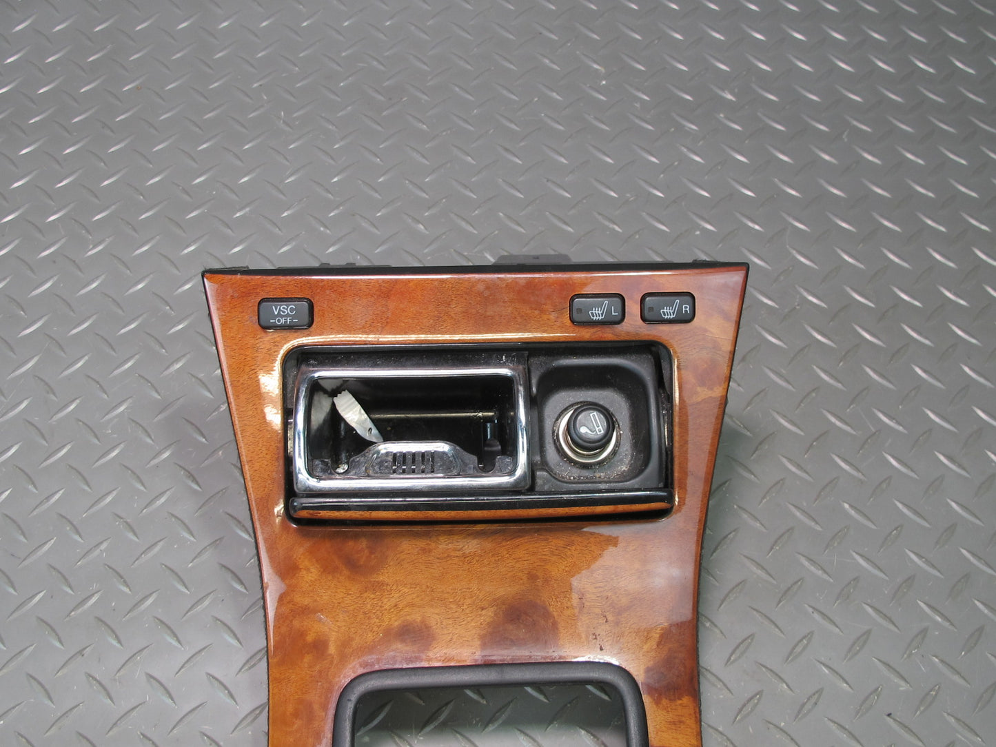 98-00 Lexus LS400 Center Console Shifter Wood Trim w VSC Heated Seat Switch OEM