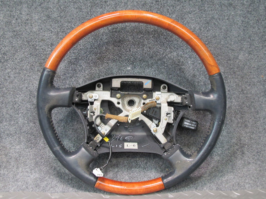 98-00 Lexus UCF20L LS400 Leather Wood Steering w Cruise Control Switch Black OEM