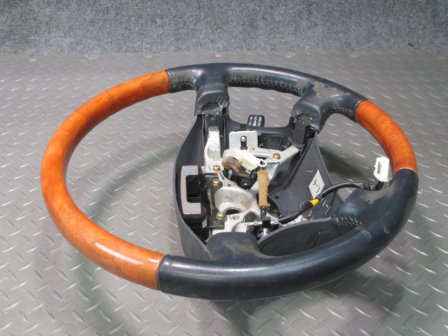 98-00 Lexus UCF20L LS400 Leather Wood Steering w Cruise Control Switch Black OEM