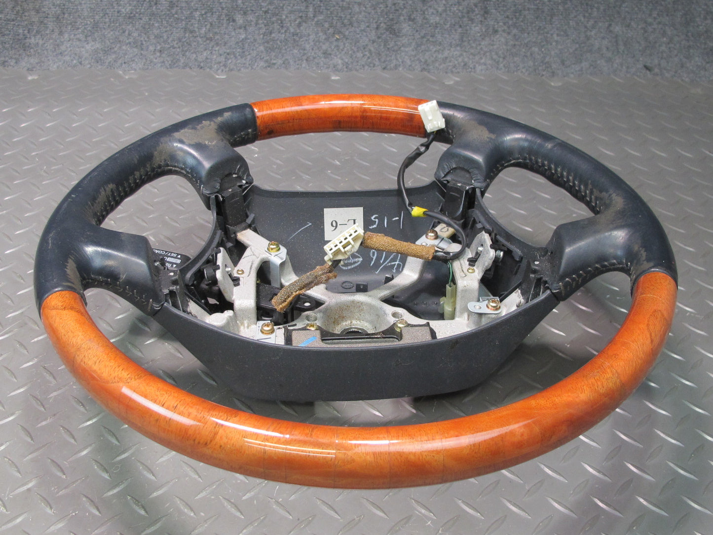 98-00 Lexus UCF20L LS400 Leather Wood Steering w Cruise Control Switch Black OEM