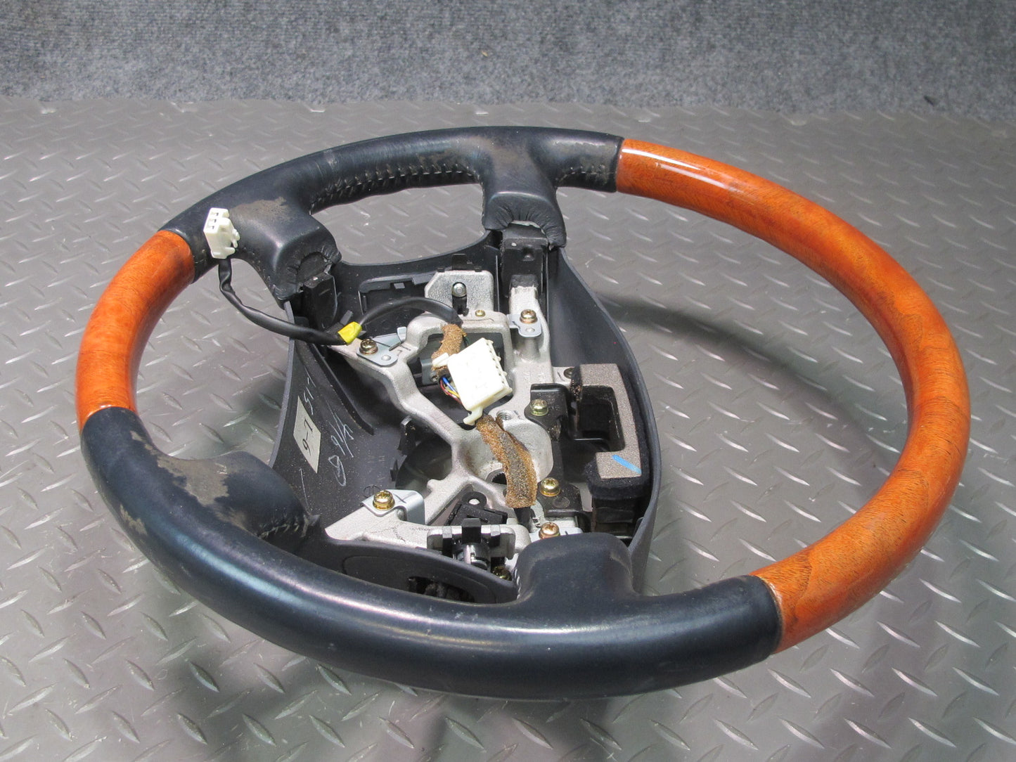 98-00 Lexus UCF20L LS400 Leather Wood Steering w Cruise Control Switch Black OEM