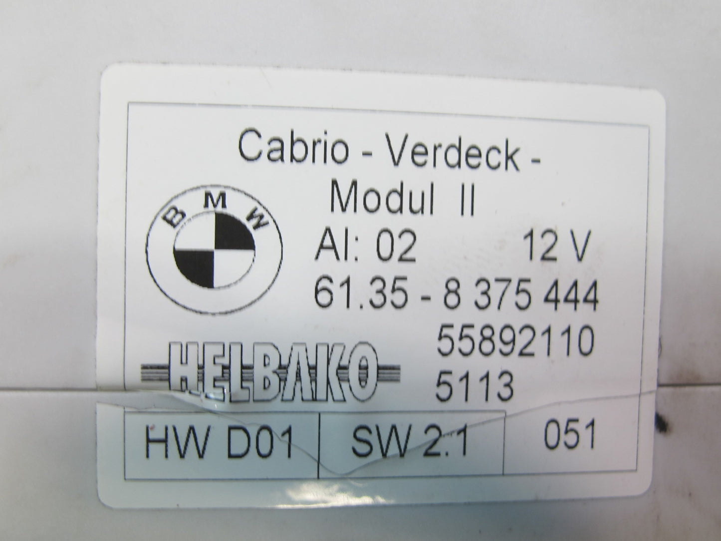 01-06 BMW E46 330ci Convertible Folding TOP Roof Control Unit Module 8375444 OEM