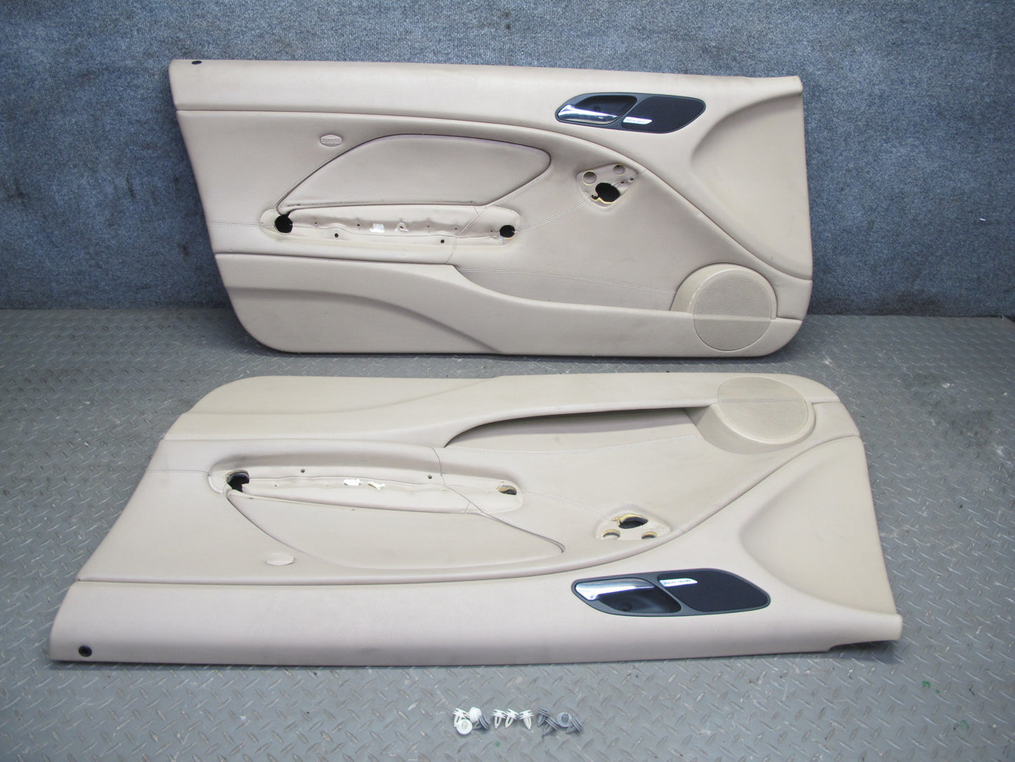 01-06 BMW E46 330ci Coupe Convert Front Door Trim Cover Panel Set Beige 77K OEM