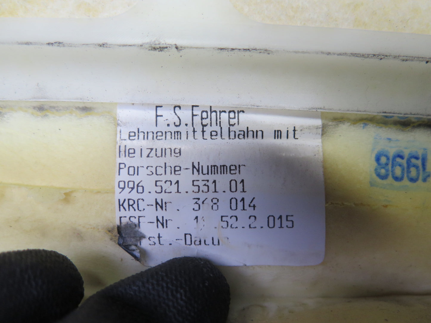 1997-2004 Porsche Boxster 986 Front Left Seat Upper Backrest Leather Cushion