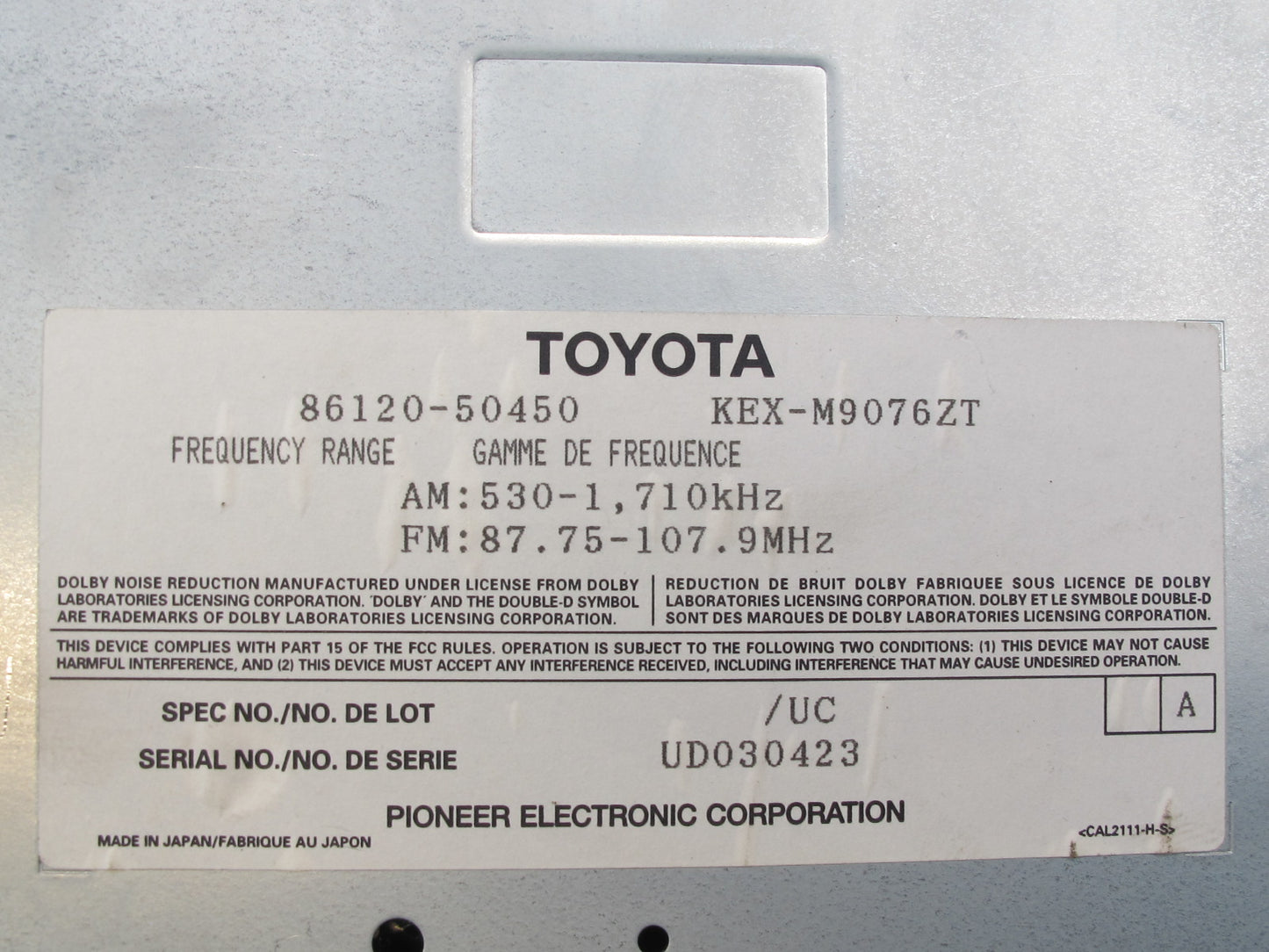 98-00 Lexus UCF20L LS400 Radio Stereo Cassette Player Head Unit 86120-50450 OEM