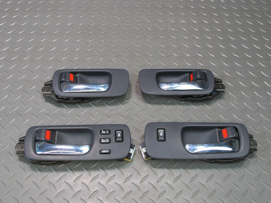 95-00 Lexus UCF20L LS400 Set of 4 Interior Door Handle w Trim & Switch Black OEM